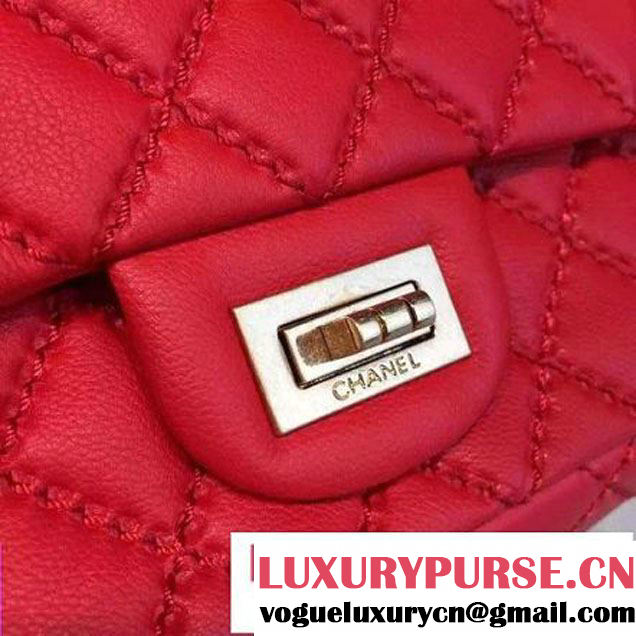 Chanel Large Stitch Calfskin 2.55 Reissue Size 225 Classic Flap Bag Red 2016 (2A057-6052319 )