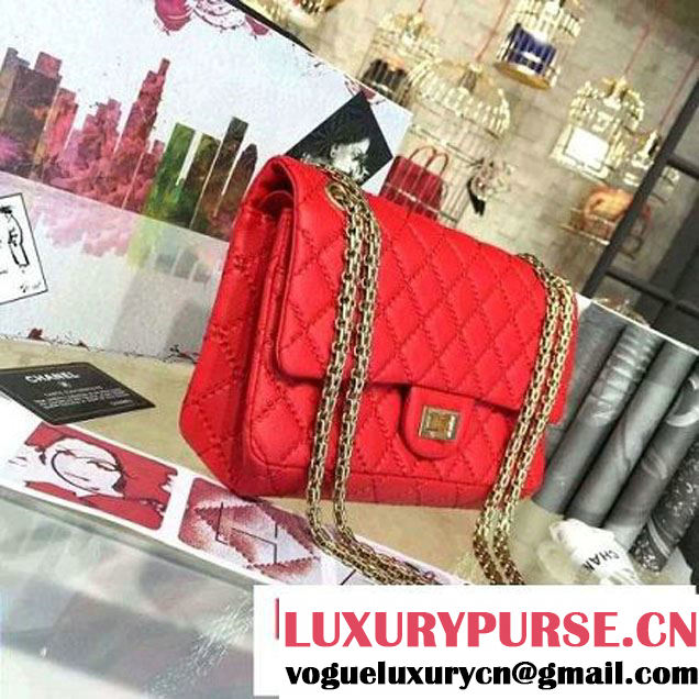 Chanel Large Stitch Calfskin 2.55 Reissue Size 225 Classic Flap Bag Red 2016 (2A057-6052319 )