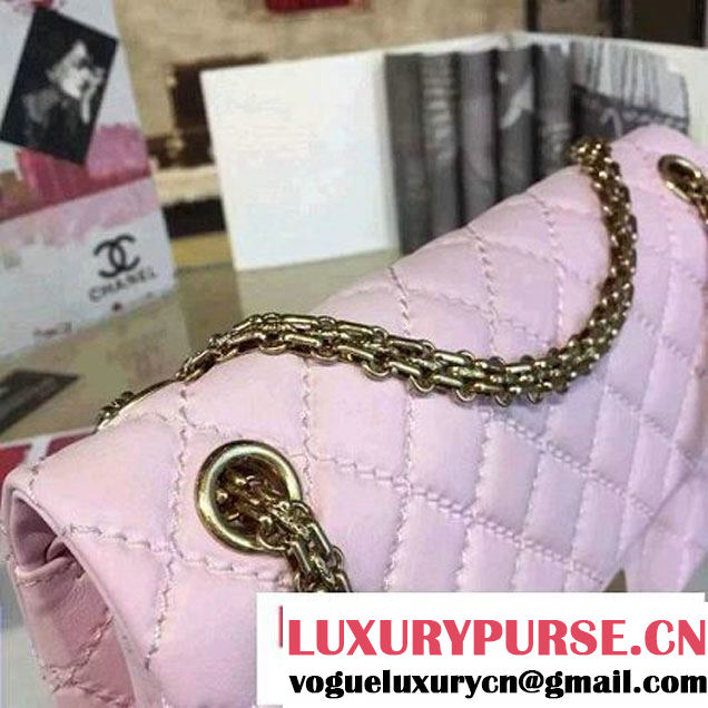 Chanel Large Stitch Calfskin 2.55 Reissue Size 225 Classic Flap Bag Pink 2016 (2A057-6052320 )