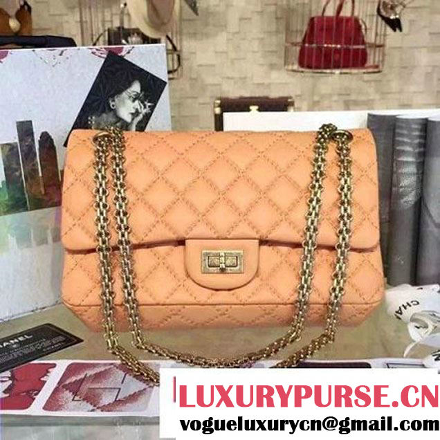 Chanel Large Stitch Calfskin 2.55 Reissue Size 225 Classic Flap Bag Apricot 2016 (2A057-6052321 )