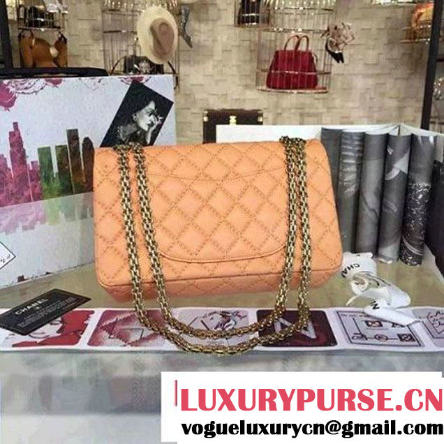 Chanel Large Stitch Calfskin 2.55 Reissue Size 225 Classic Flap Bag Apricot 2016 (2A057-6052321 )