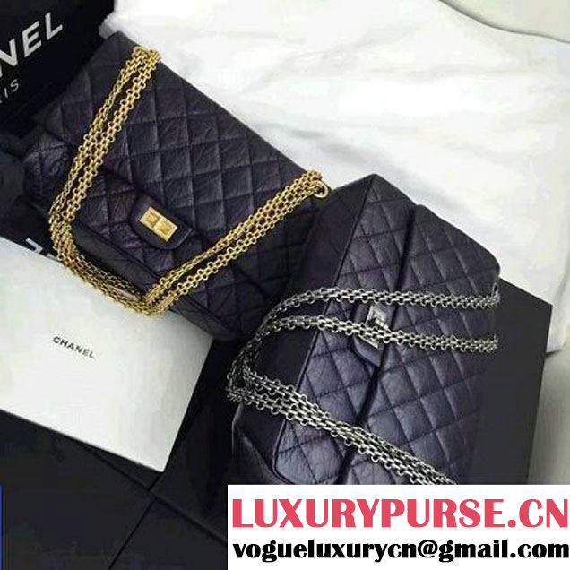 Chanel 2.55 Medium 226 Quilting Double Flap Bag In Black Aged Calfskin(Gold Hardware) (1A001-6072139 )