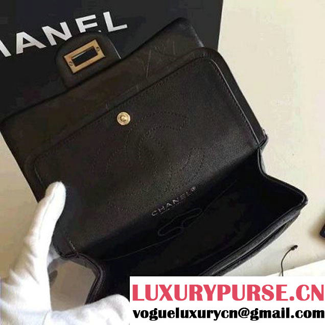 Chanel Chevron 2.55 Reisue Size 224 Flap Bag Black 2016 (KN-6072216 )