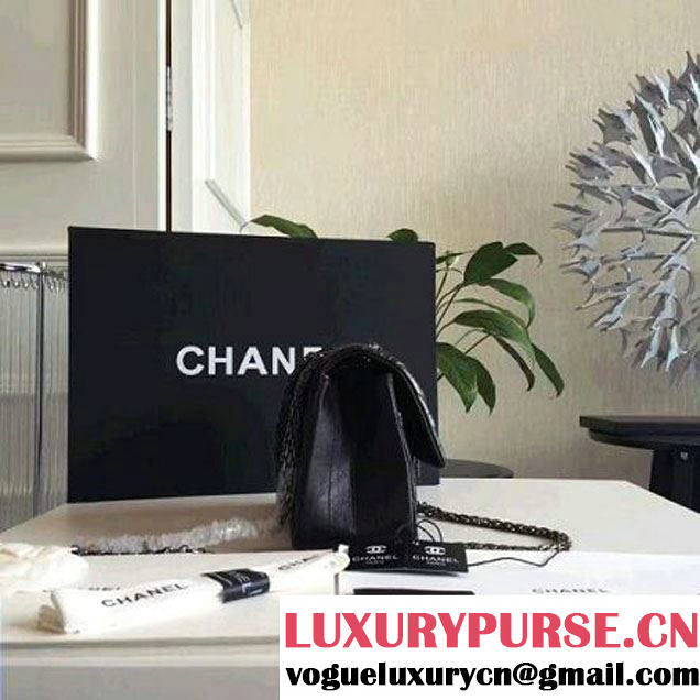 Chanel Chevron 2.55 Reisue Size 224 Flap Bag Black 2016 (KN-6072216 )