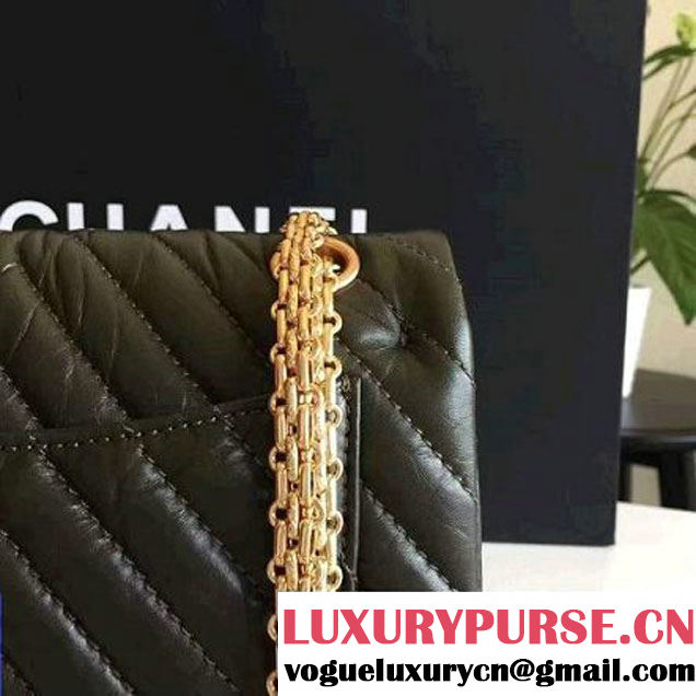 Chanel Chevron 2.55 Reisue Size 224 Flap Bag Army Green 2016 (KN-6072217 )