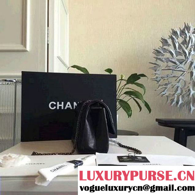 Chanel Chevron 2.55 Reisue Size 225 Flap Bag Black 2016 (KN-6072218 )