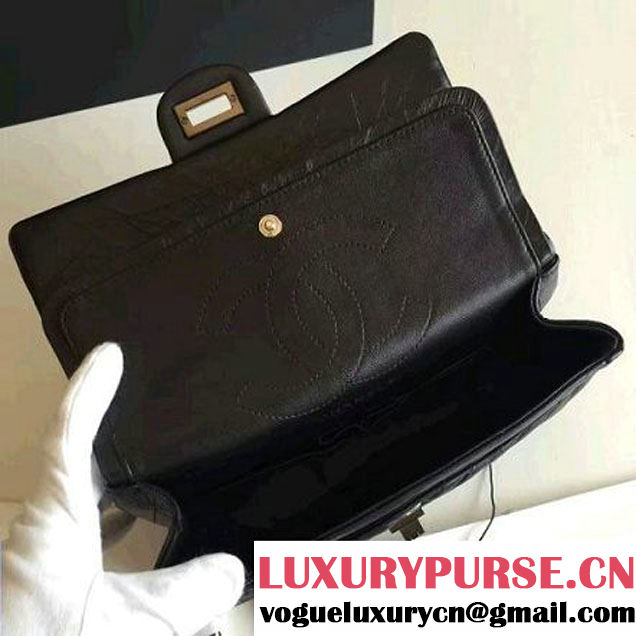 Chanel Chevron 2.55 Reisue Size 225 Flap Bag Black 2016 (KN-6072218 )