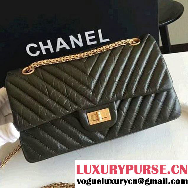 Chanel Chevron 2.55 Reisue Size 225 Flap Bag Army Green 2016 (KN-6072219 )