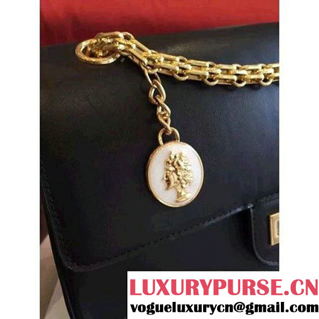Chanel Black Calfskin & Canvas & Medals 2.55 Flap Bag A37586  2016 (Gold Hardware) (KN-6082204 )