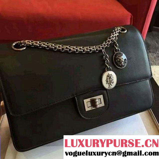 Chanel Black Calfskin & Canvas & Medals 2.55 Flap Bag A37586 2016 (Black Hardware) (KN-6082205 )