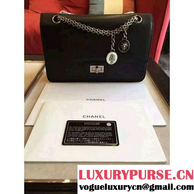 Chanel Black Calfskin & Canvas & Medals 2.55 Flap Bag A37586  2016 (Black Hardware) (KN-6082205 )