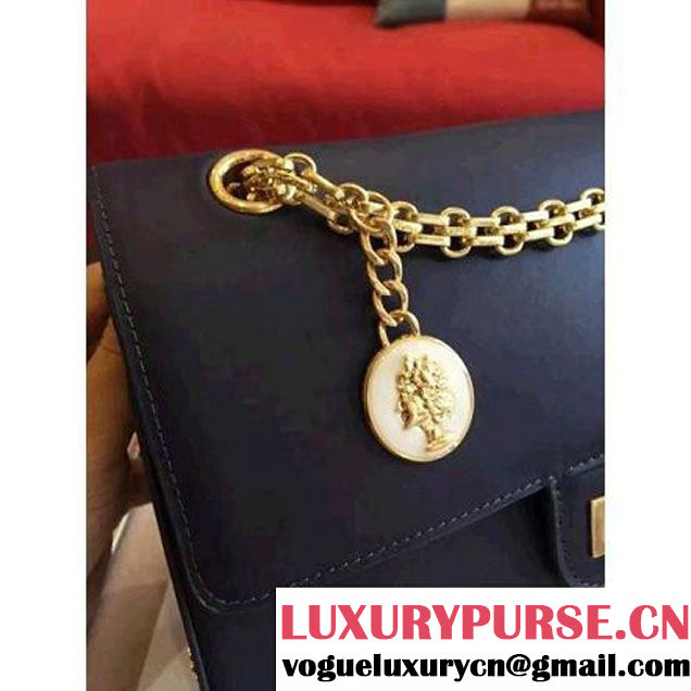 Chanel Dark Blue Calfskin & Canvas & Medals 2.55 Flap Bag A37586  2016 (Gold Hardware) (KN-6082206 )