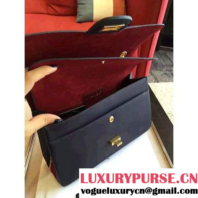 Chanel Dark Blue Calfskin & Canvas & Medals 2.55 Flap Bag A37586  2016 (Gold Hardware) (KN-6082206 )