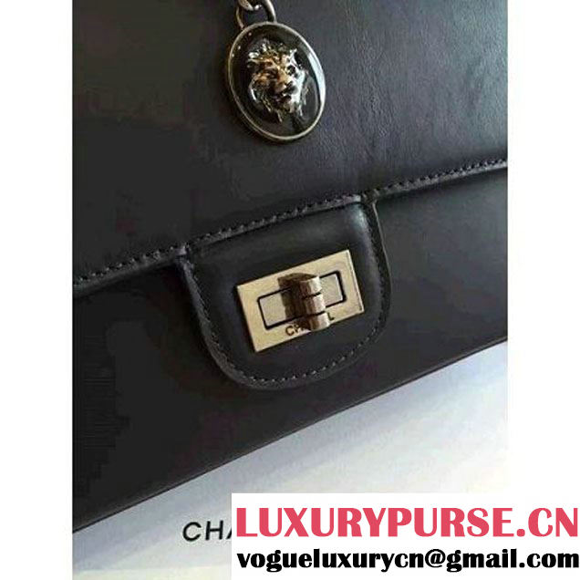 Chanel Dark Blue Calfskin & Canvas & Medals 2.55 Flap Bag A37586  2016 (Black Hardware) (KN-6082207 )