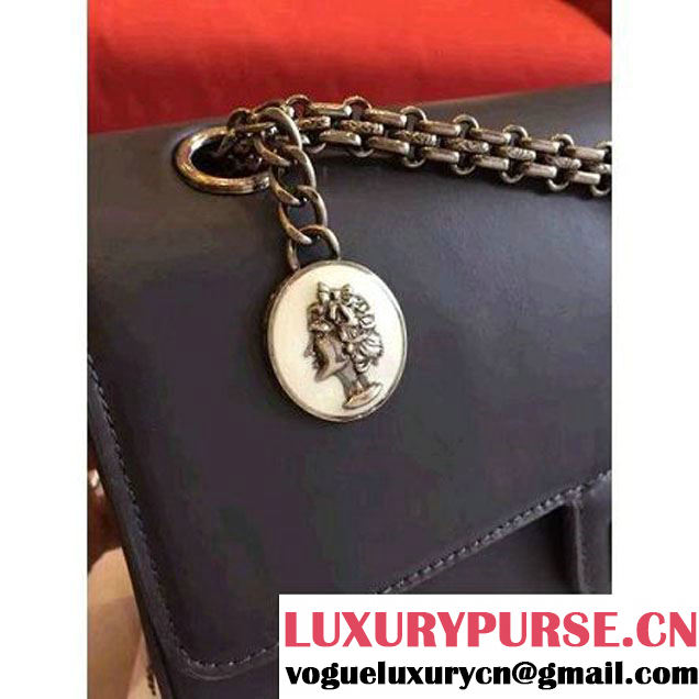 Chanel Dark Blue Calfskin & Canvas & Medals 2.55 Flap Bag A37586  2016 (Black Hardware) (KN-6082207 )