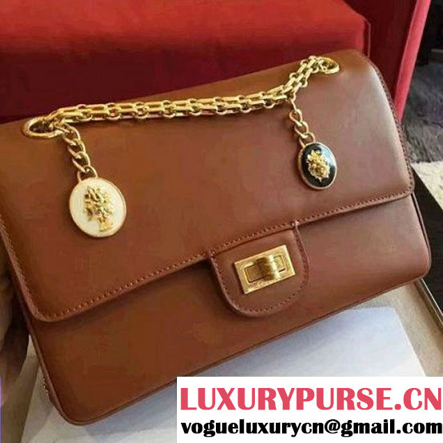 Chanel Brown Calfskin & Canvas & Medals 2.55 Flap Bag A37586 2016 (Gold Hardware) (KN-6082208 )