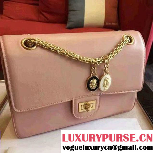 Chanel Pink Calfskin & Canvas & Medals 2.55 Flap Bag A37586 2016 (Gold Hardware) (KN-6082209 )