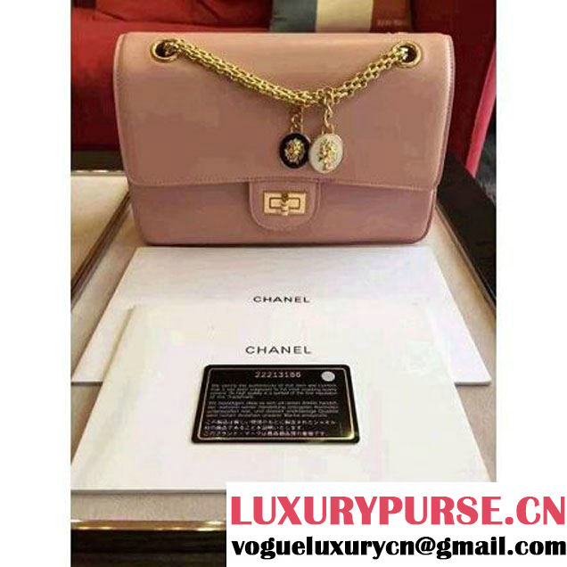 Chanel Pink Calfskin & Canvas & Medals 2.55 Flap Bag A37586  2016 (Gold Hardware) (KN-6082209 )