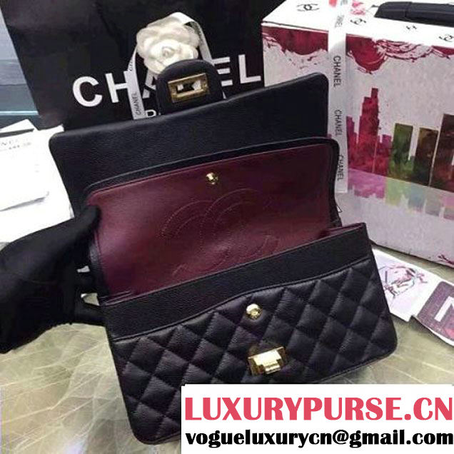 Chanel Grained Calfskin & Gold Metal 2.55 Flap Bag A37586 Black F/W 2016 (2A057-6092721 )