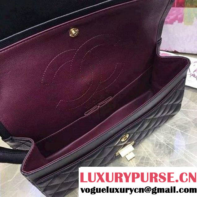 Chanel Grained Calfskin & Gold Metal 2.55 Flap Bag A37586 Black F/W 2016 (2A057-6092721 )