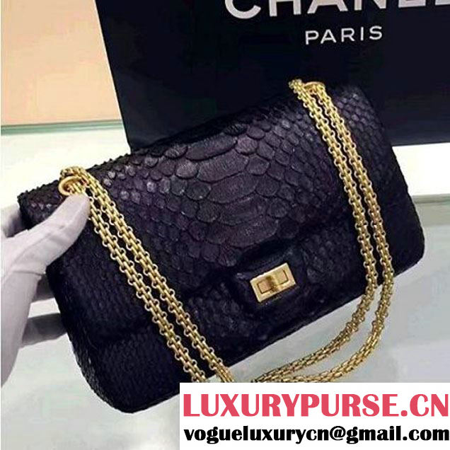 Chanel Python Leather 2.55 Flap Bag Size 226 Black 2016 (1A001-6112919 )