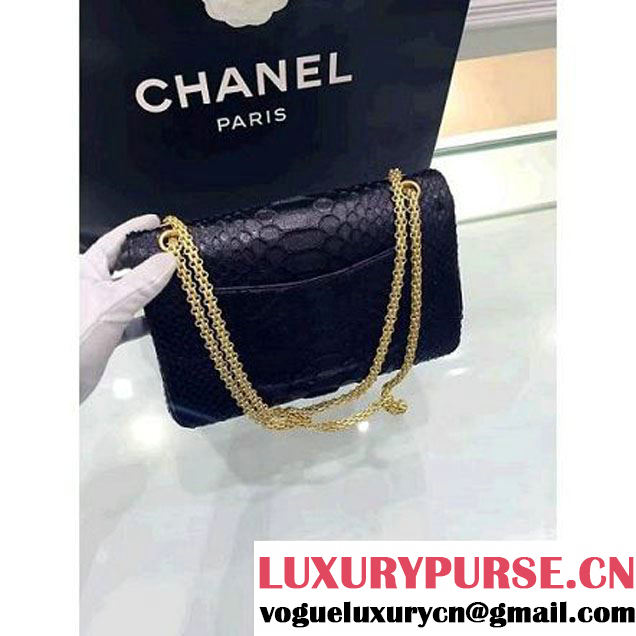 Chanel Python Leather 2.55 Flap Bag Size 226 Black 2016 (1A001-6112919 )