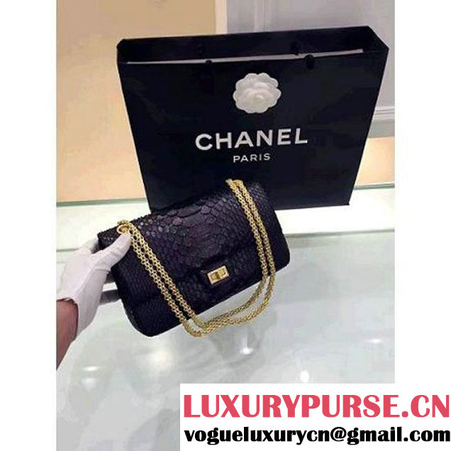 Chanel Python Leather 2.55 Flap Bag Size 226 Black 2016 (1A001-6112919 )