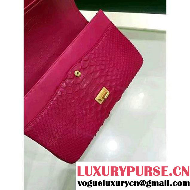 Chanel Python Leather 2.55 Flap Bag Size 226 Fuchsia 2016 (1A001-6112920 )
