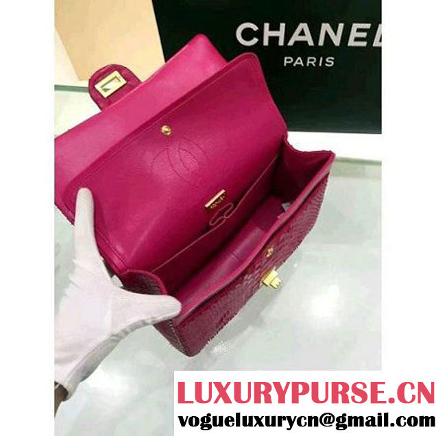 Chanel Python Leather 2.55 Flap Bag Size 226 Fuchsia 2016 (1A001-6112920 )