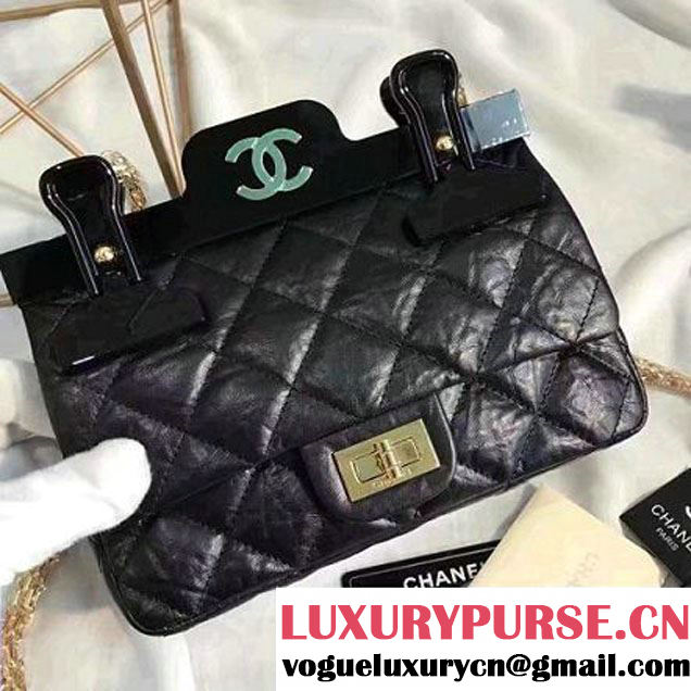 Chanel Aged Calfskin 2.55 Reissue Hanger Mini Bag Black A93600 F/W 2016 (KN-6121301 )