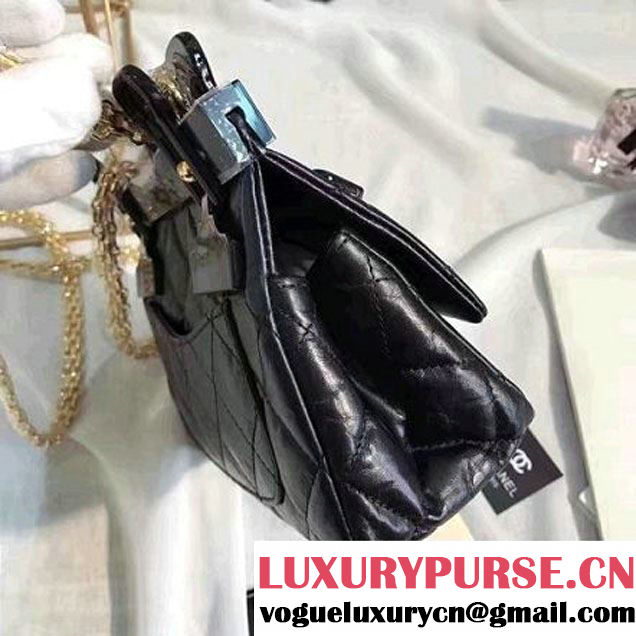 Chanel Aged Calfskin 2.55 Reissue Hanger Mini Bag Black A93600 F/W 2016 (KN-6121301 )