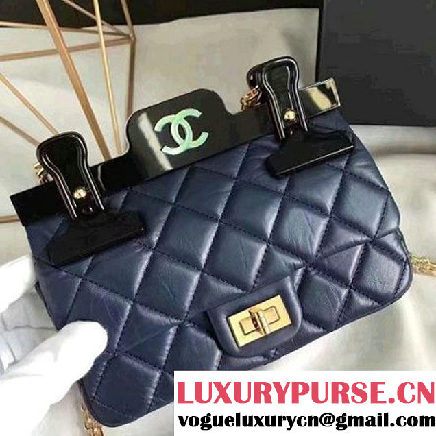 Chanel Aged Calfskin 2.55 Reissue Hanger Mini Bag Deep Blue A93600 F/W 2016 (KN-6121302 )