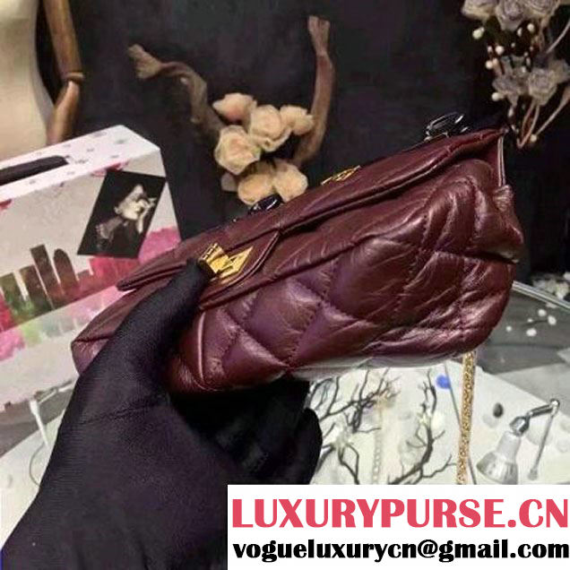Chanel Aged Calfskin 2.55 Reissue Hanger Mini Bag Burgundy A93600 F/W 2016 (2A057-6121303 )