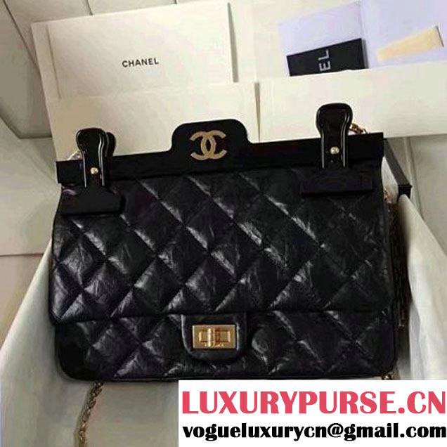 Chanel Aged Calfskin 2.55 Reissue Hanger Size 226 Bag Black A93646 F/W 2016 (KN-6121304 )