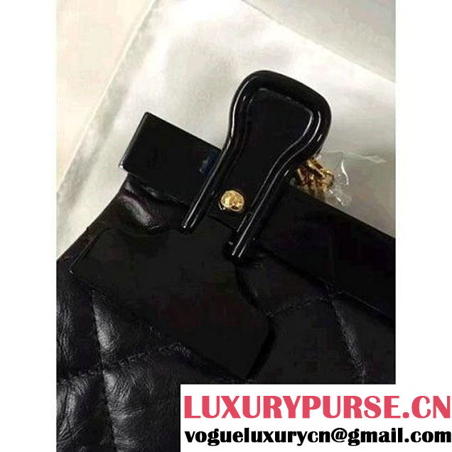 Chanel Aged Calfskin 2.55 Reissue Hanger Size 226 Bag Black A93646 F/W 2016 (KN-6121304 )