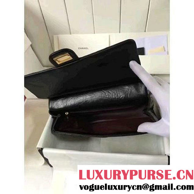 Chanel Aged Calfskin 2.55 Reissue Hanger Size 226 Bag Black A93646 F/W 2016 (KN-6121304 )