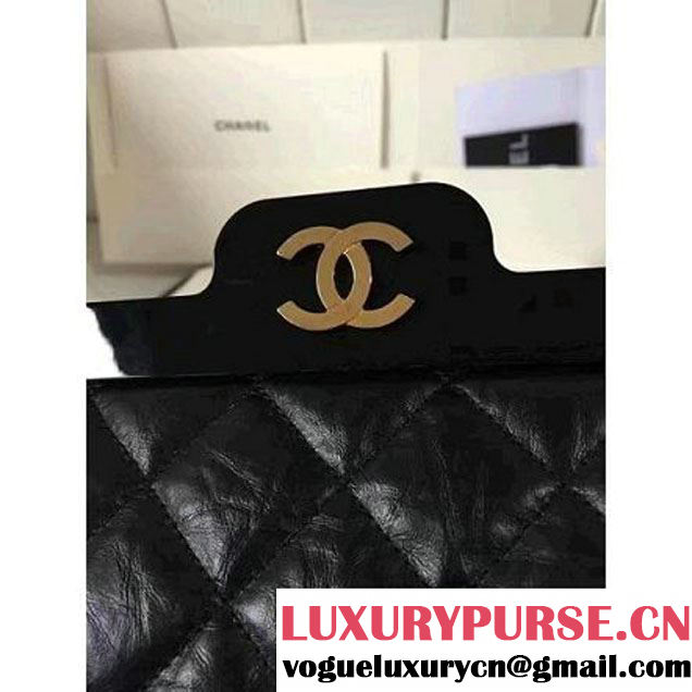 Chanel Aged Calfskin 2.55 Reissue Hanger Size 226 Bag Black A93646 F/W 2016 (KN-6121304 )