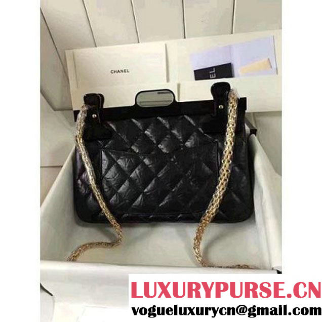 Chanel Aged Calfskin 2.55 Reissue Hanger Size 226 Bag Black A93646 F/W 2016 (KN-6121304 )