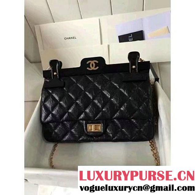 Chanel Aged Calfskin 2.55 Reissue Hanger Size 226 Bag Black A93646 F/W 2016 (KN-6121304 )