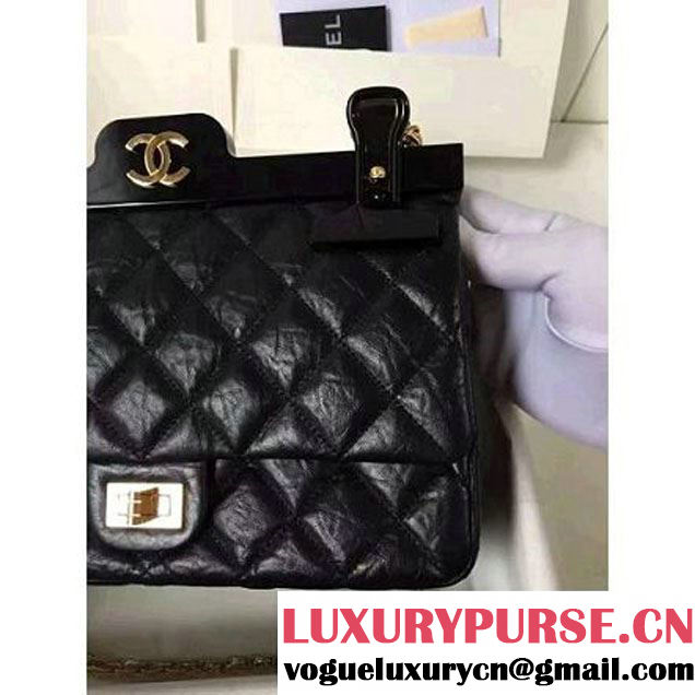Chanel Aged Calfskin 2.55 Reissue Hanger Size 226 Bag Black A93646 F/W 2016 (KN-6121304 )