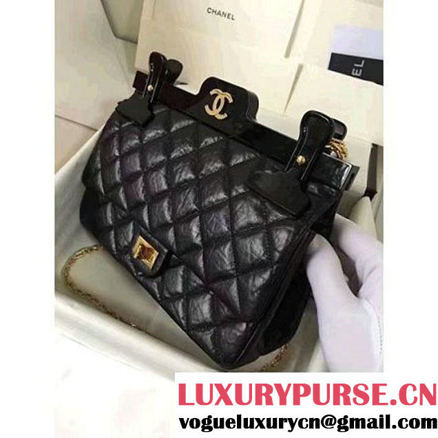 Chanel Aged Calfskin 2.55 Reissue Hanger Size 226 Bag Black A93646 F/W 2016 (KN-6121304 )