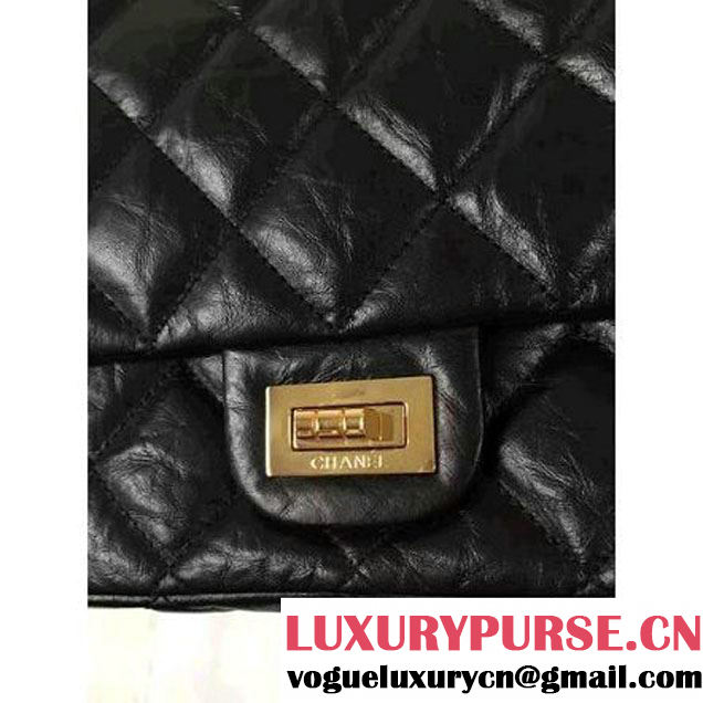 Chanel Aged Calfskin 2.55 Reissue Hanger Size 226 Bag Black A93646 F/W 2016 (KN-6121304 )