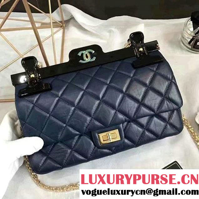 Chanel Aged Calfskin 2.55 Reissue Hanger Size 226 Bag Deep Blue A93646 F/W 2016 (KN-6121305 )