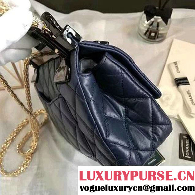 Chanel Aged Calfskin 2.55 Reissue Hanger Size 226 Bag Deep Blue A93646 F/W 2016 (KN-6121305 )