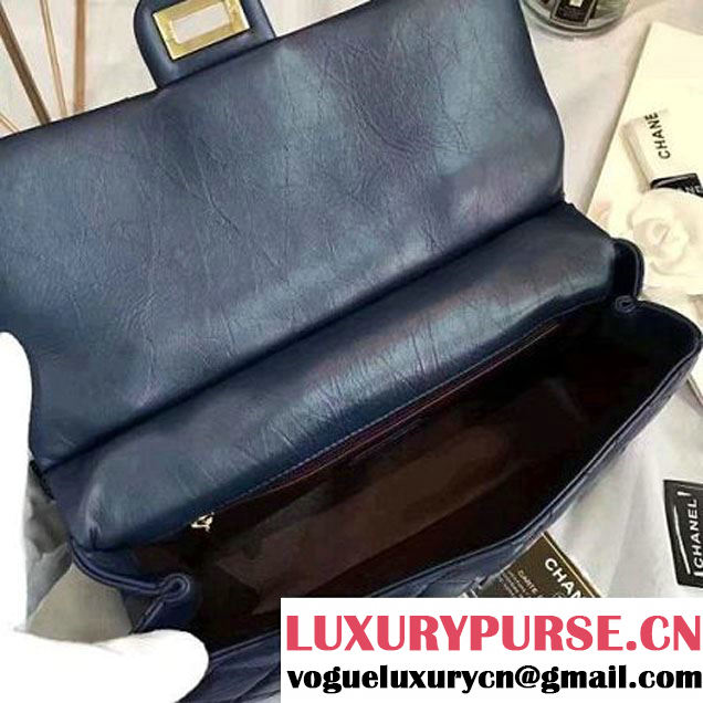 Chanel Aged Calfskin 2.55 Reissue Hanger Size 226 Bag Deep Blue A93646 F/W 2016 (KN-6121305 )