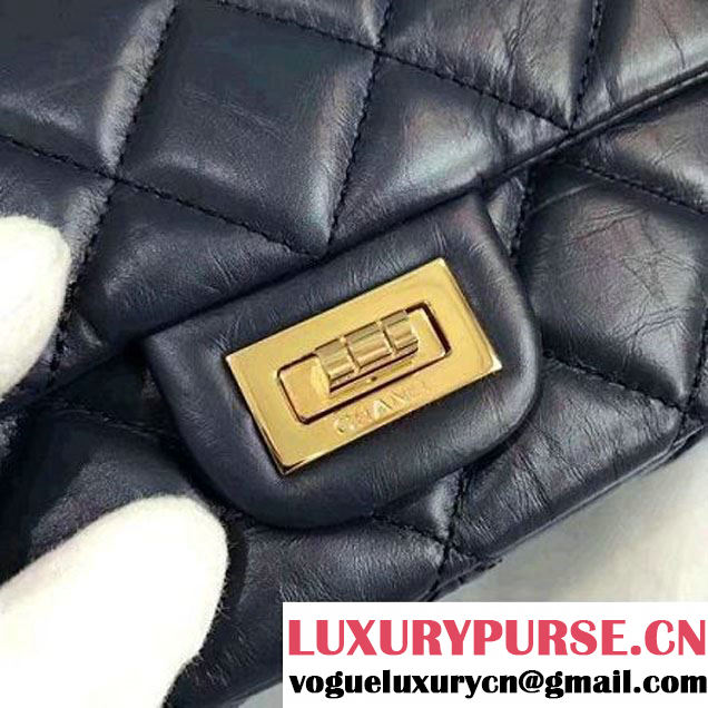 Chanel Aged Calfskin 2.55 Reissue Hanger Size 226 Bag Deep Blue A93646 F/W 2016 (KN-6121305 )