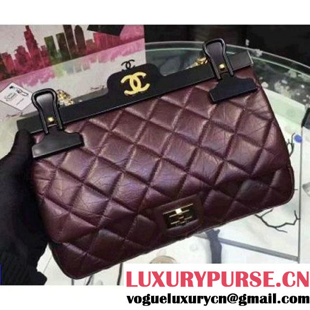 Chanel Aged Calfskin 2.55 Reissue Hanger Size 226 Bag Burgundy A93646 F/W 2016 (2A057-6121307 )