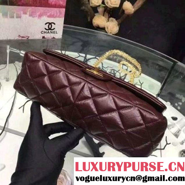Chanel Aged Calfskin 2.55 Reissue Hanger Size 226 Bag Burgundy A93646 F/W 2016 (2A057-6121307 )