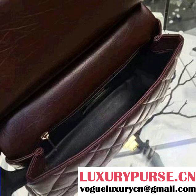 Chanel Aged Calfskin 2.55 Reissue Hanger Size 226 Bag Burgundy A93646 F/W 2016 (2A057-6121307 )