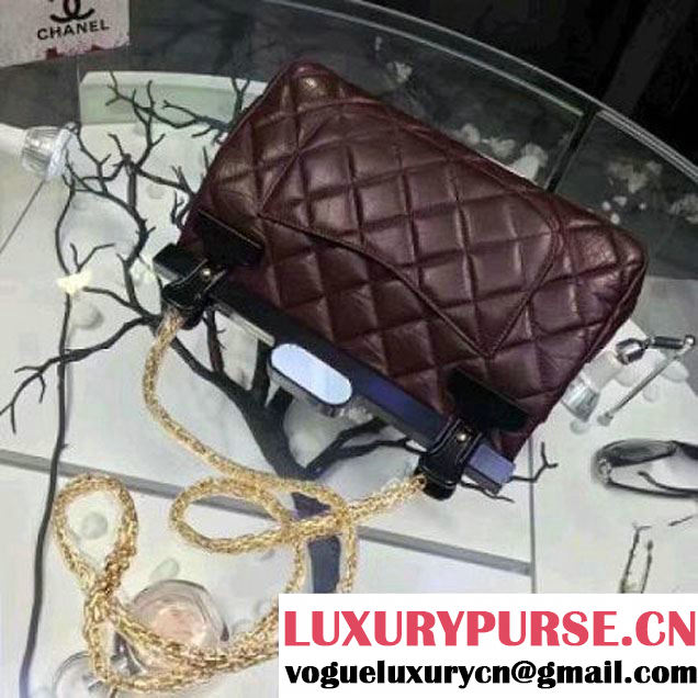 Chanel Aged Calfskin 2.55 Reissue Hanger Size 226 Bag Burgundy A93646 F/W 2016 (2A057-6121307 )